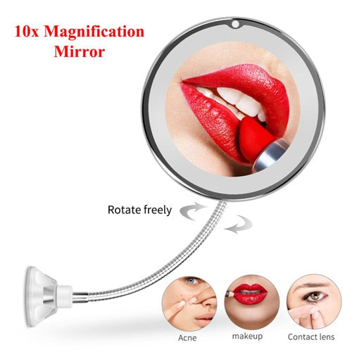 LED Mirror Light Makeup Mirror with Led Light Flexible 10X Magnifying Mirrors Light
